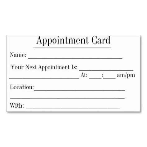 Standard Appointment Cards 